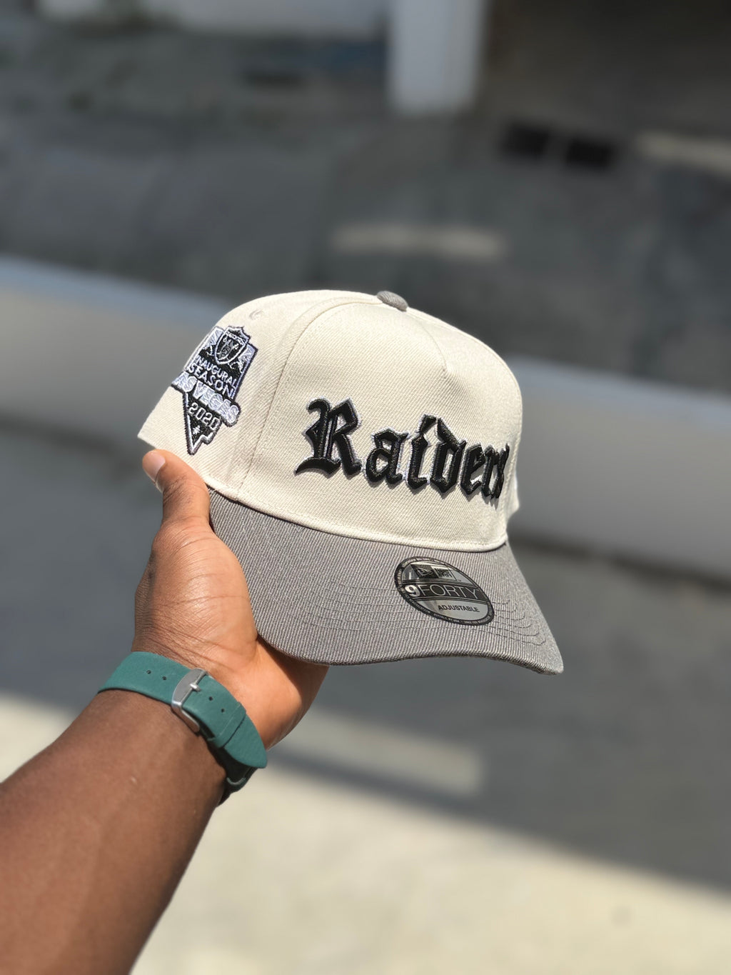 Las Vegas Raiders Inaugural Season 9FORTY A-Frame Snapback Hat.