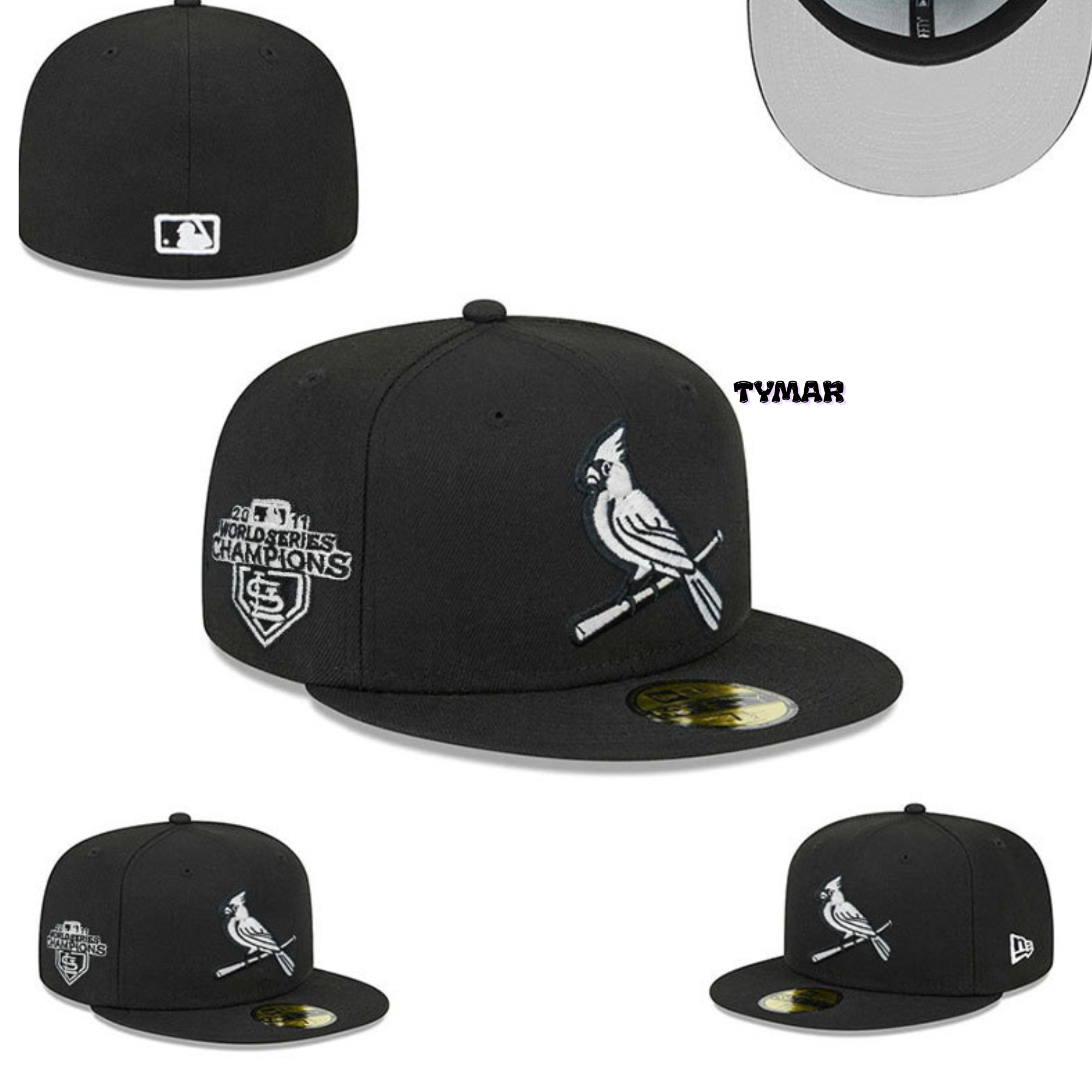 St. Louis Cardinals Black Monochrome Logo Elements 2011 World Series Champions
