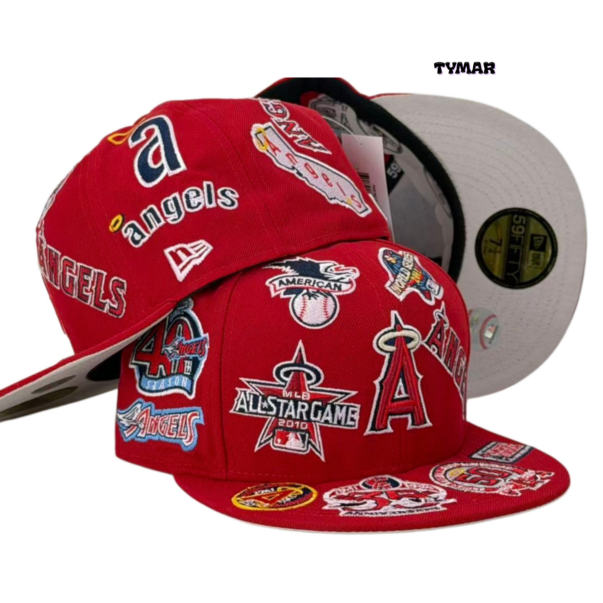 LA Angels "All-Over Side Patch" Crimson Fitted Hat