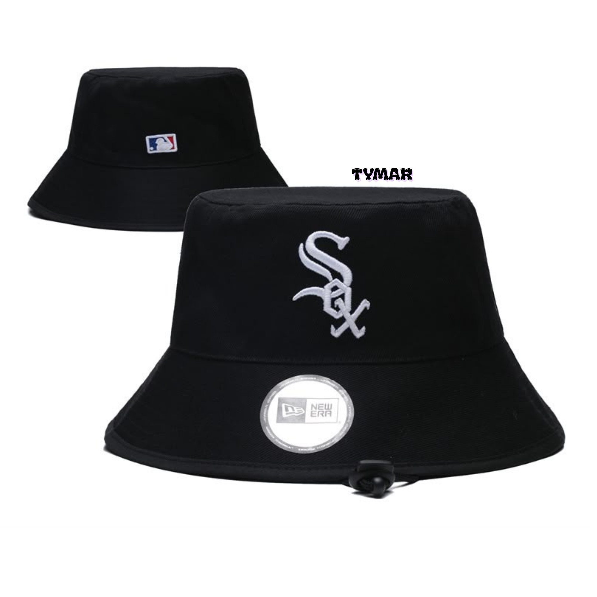 New Era White Sox "Core Black" Drawstring Bucket Hat